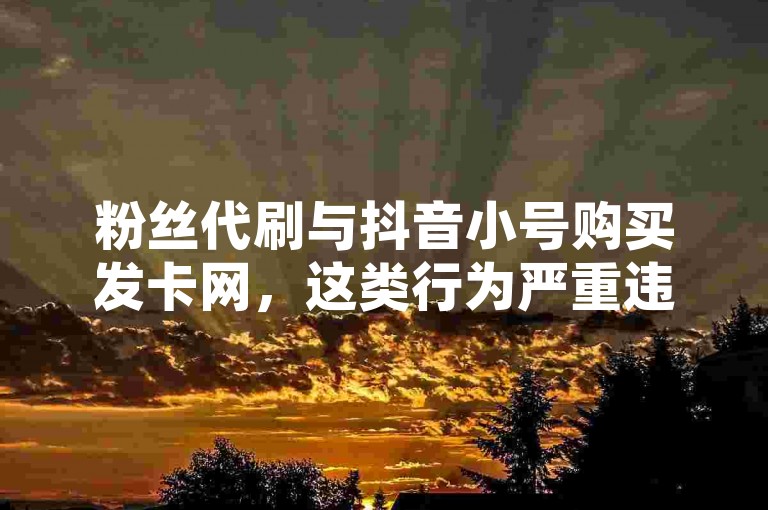 粉丝代刷与抖音小号购买发卡网，这类行为严重违反平台规定及法律法规，损害了网络生态的公平与健康。