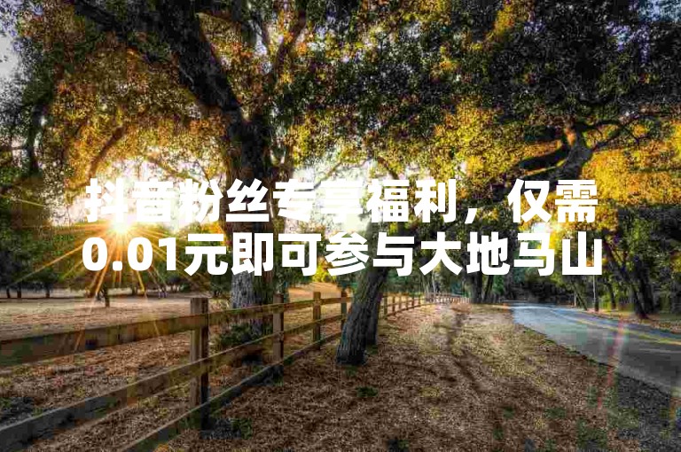 抖音粉丝专享福利，仅需0.01元即可参与大地马山房产的限时促销，快来双击播放下单吧！