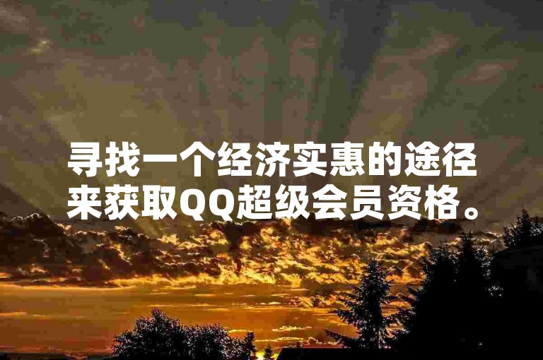 寻找一个经济实惠的途径来获取QQ超级会员资格。