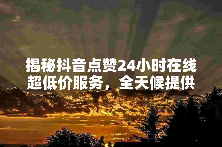 揭秘抖音点赞24小时在线超低价服务，全天候提供快速且经济的点赞解决方案！