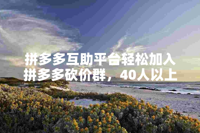 拼多多互助平台轻松加入拼多多砍价群，40人以上大群等你免费扫码入群。