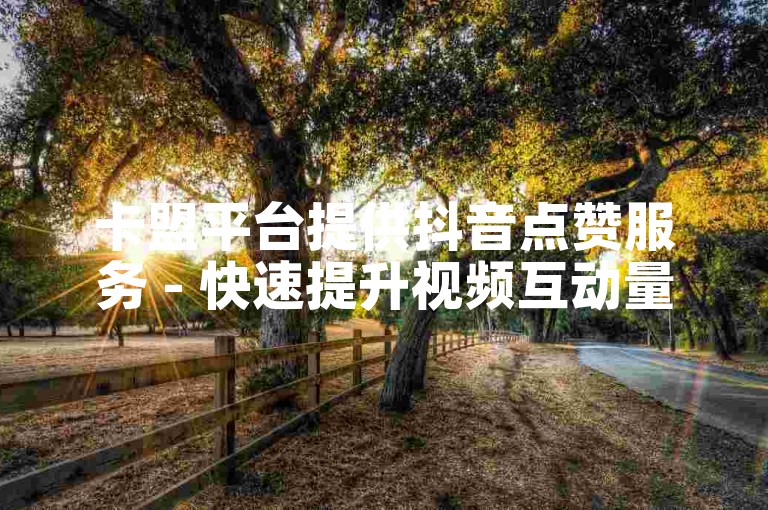 卡盟平台提供抖音点赞服务 - 快速提升视频互动量。