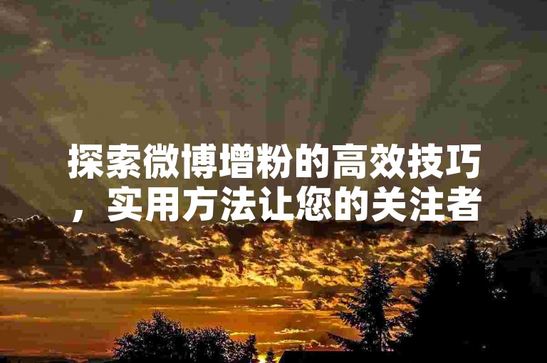 探索微博增粉的高效技巧，实用方法让您的关注者数量飙升。