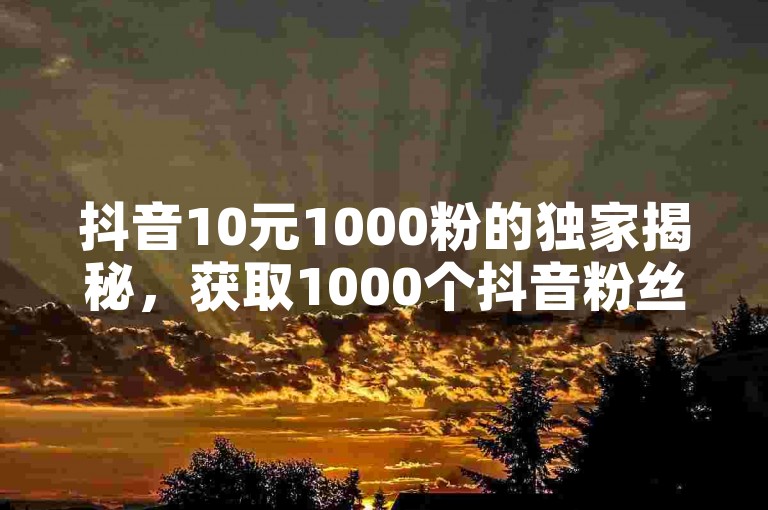 抖音10元1000粉的独家揭秘，获取1000个抖音粉丝仅需10元！2025必学。
