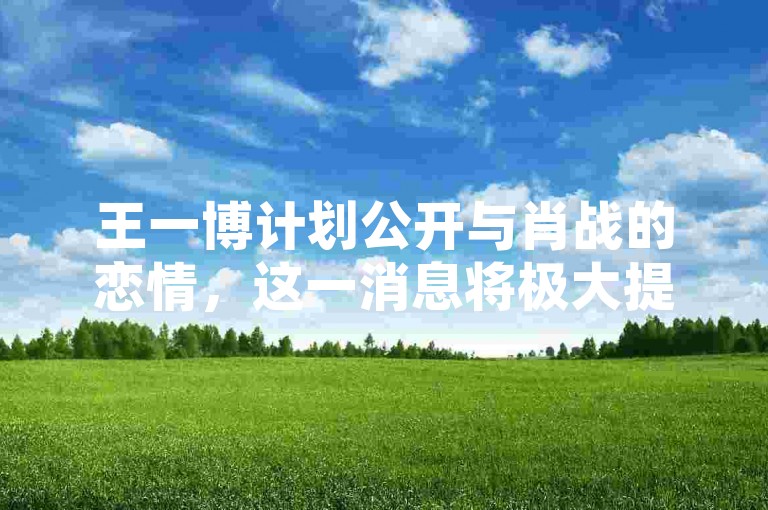 王一博计划公开与肖战的恋情，这一消息将极大提升他们的人气值。
