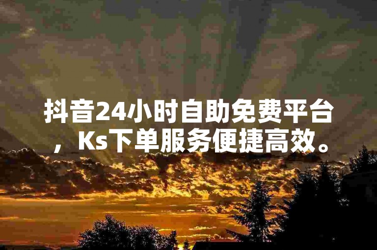 抖音24小时自助免费平台，Ks下单服务便捷高效。