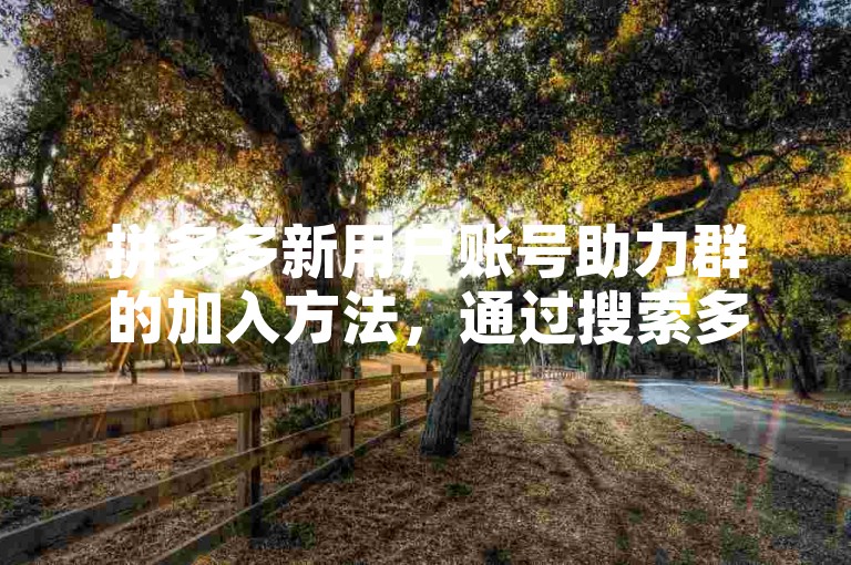 拼多多新用户账号助力群的加入方法，通过搜索多多助力相关关键词，找到相应的群聊并申请加入。
