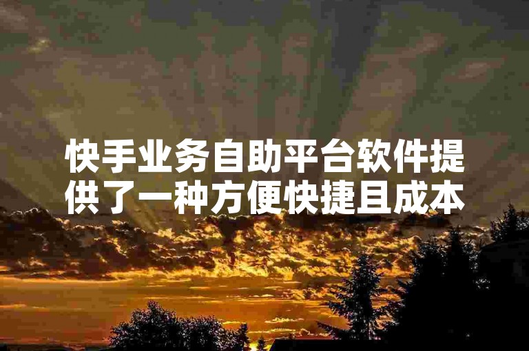 快手业务自助平台软件提供了一种方便快捷且成本低廉的解决方案。