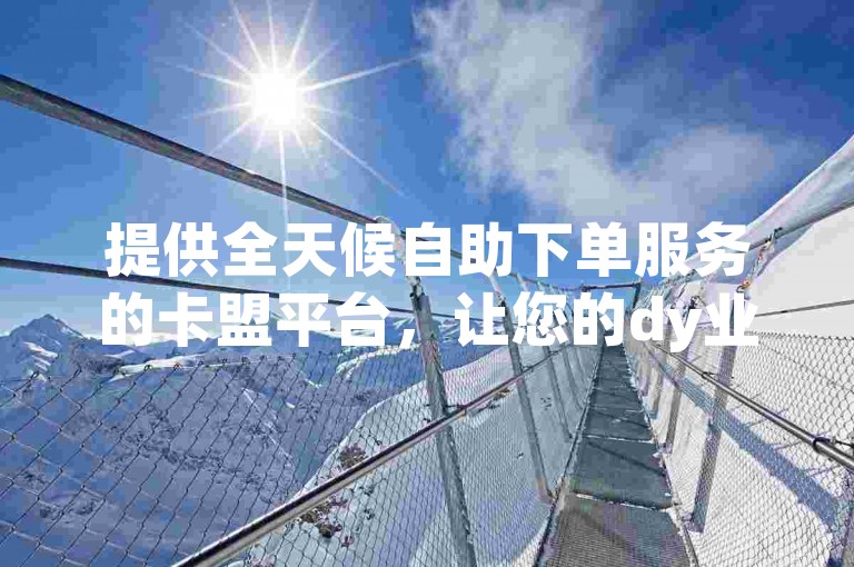 提供全天候自助下单服务的卡盟平台，让您的dy业务随时都能快速启动。