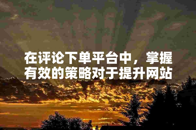 在评论下单平台中，掌握有效的策略对于提升网站排名至关重要。