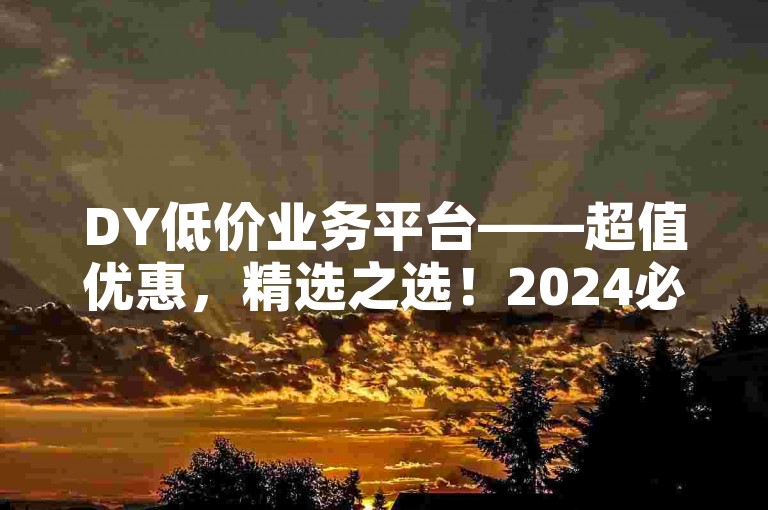 DY低价业务平台——超值优惠，精选之选！2024必备