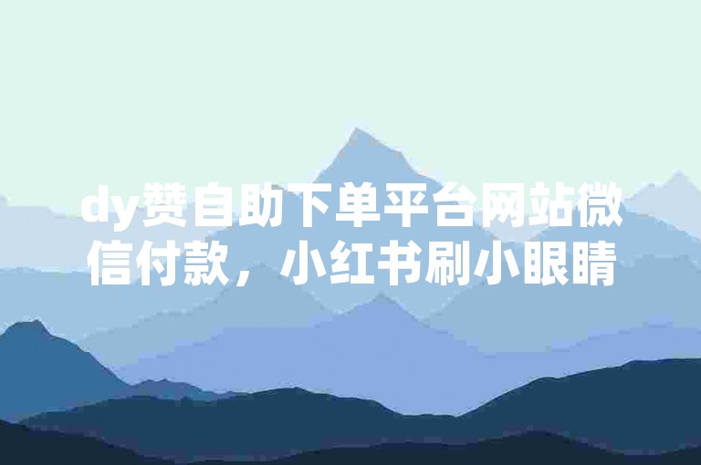 dy赞自助下单平台网站微信付款，小红书刷小眼睛网站。