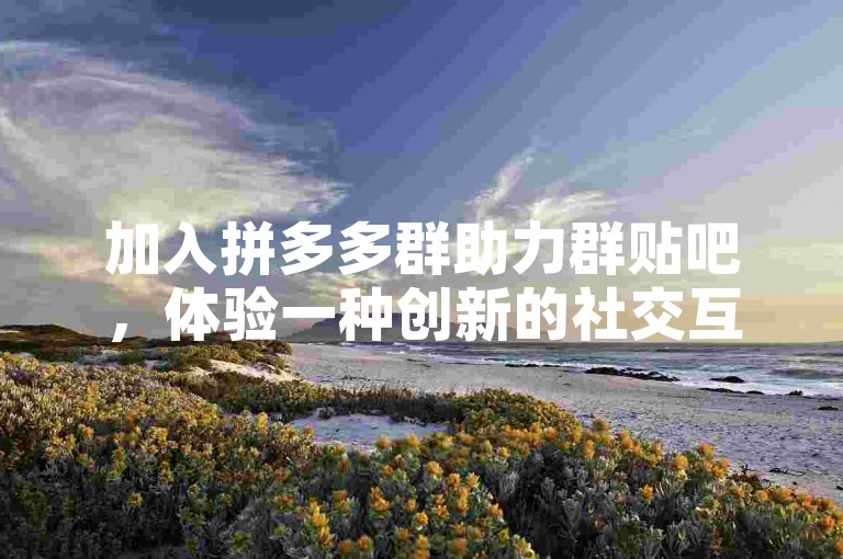 加入拼多多群助力群贴吧，体验一种创新的社交互助方式。