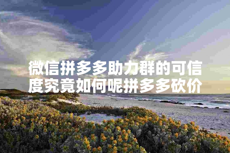 微信拼多多助力群的可信度究竟如何呢拼多多砍价平台