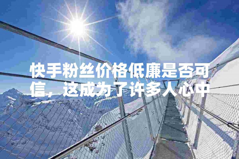 快手粉丝价格低廉是否可信，这成为了许多人心中的疑问。