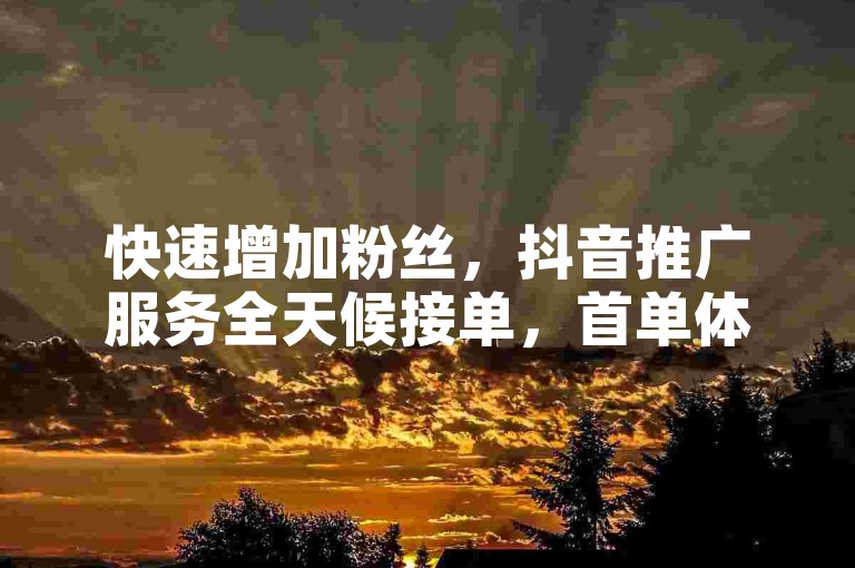 快速增加粉丝，抖音推广服务全天候接单，首单体验价1元即可获得1000关注者。