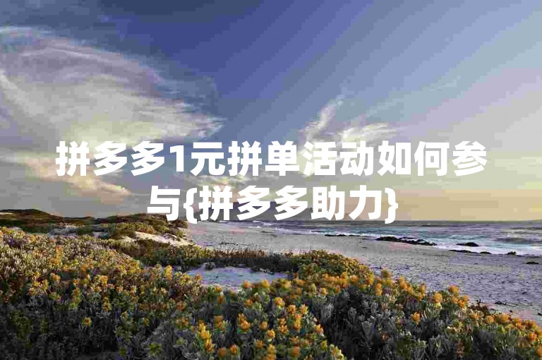 拼多多1元拼单活动如何参与{拼多多助力}
