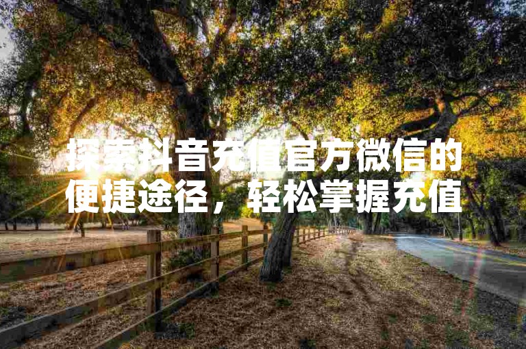 探索抖音充值官方微信的便捷途径，轻松掌握充值技巧。