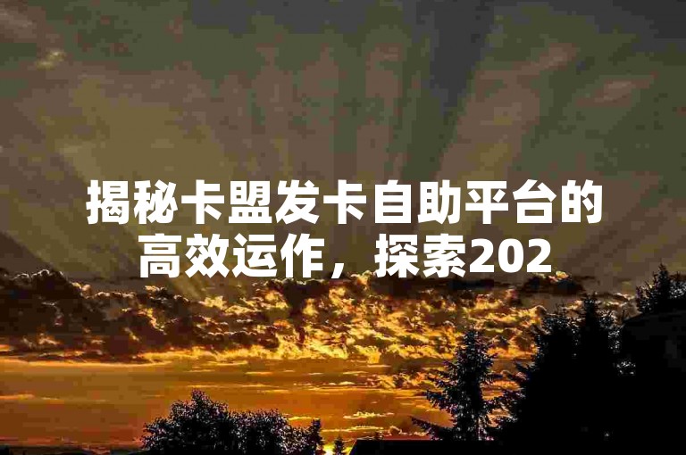 揭秘卡盟发卡自助平台的高效运作，探索2025年最前沿的在线自助发卡技术，引领行业新趋势！