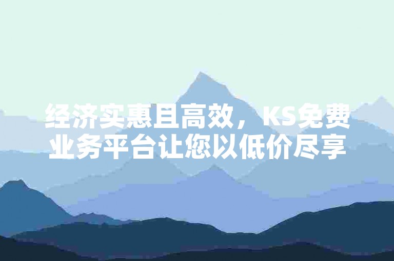 经济实惠且高效，KS免费业务平台让您以低价尽享优质服务！