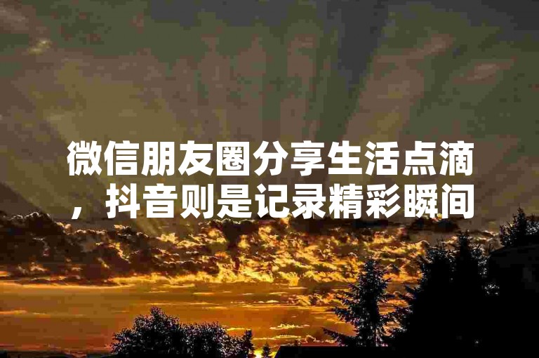 微信朋友圈分享生活点滴，抖音则是记录精彩瞬间的短视频平台。