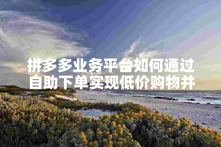 拼多多业务平台如何通过自助下单实现低价购物并取消订单？