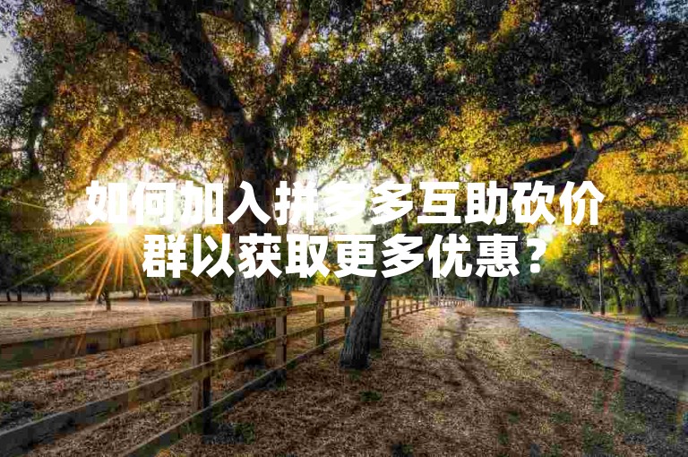 如何加入拼多多互助砍价群以获取更多优惠？