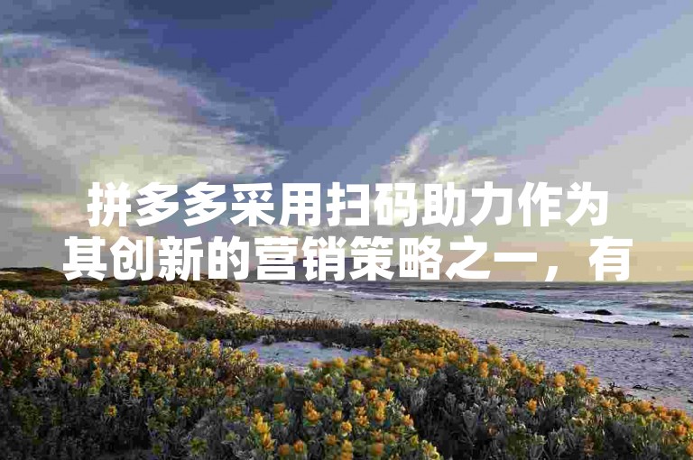拼多多采用扫码助力作为其创新的营销策略之一，有效提升了用户参与度和品牌影响力。