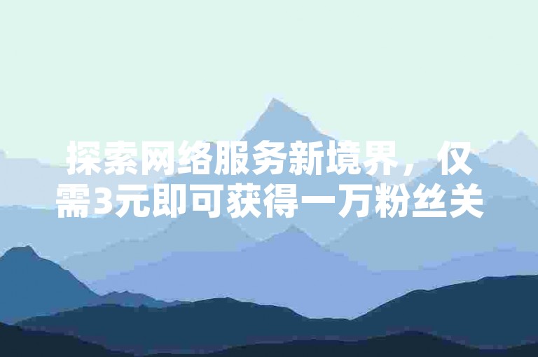 探索网络服务新境界，仅需3元即可获得一万粉丝关注。
