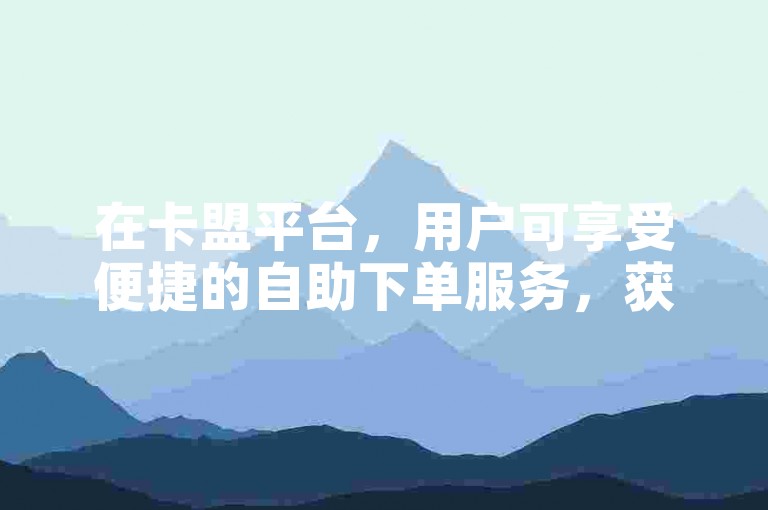 在卡盟平台，用户可享受便捷的自助下单服务，获取代刷网的优惠。