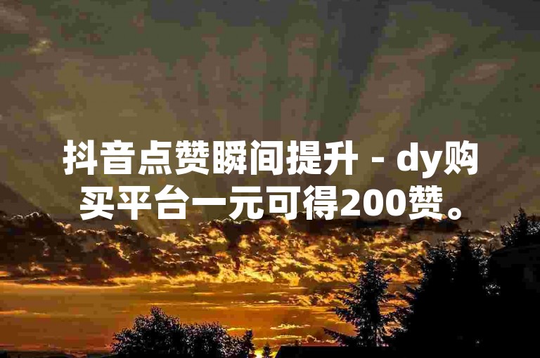 抖音点赞瞬间提升 - dy购买平台一元可得200赞。