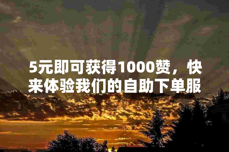 5元即可获得1000赞，快来体验我们的自助下单服务，dy平台低价入口等你来！