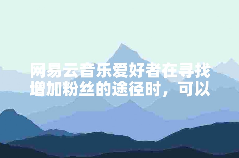 网易云音乐爱好者在寻找增加粉丝的途径时，可以考虑使用专为社交媒体设计的互助工具和自助下单平台。