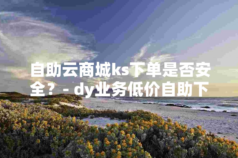 自助云商城ks下单是否安全？- dy业务低价自助下单平台免费。