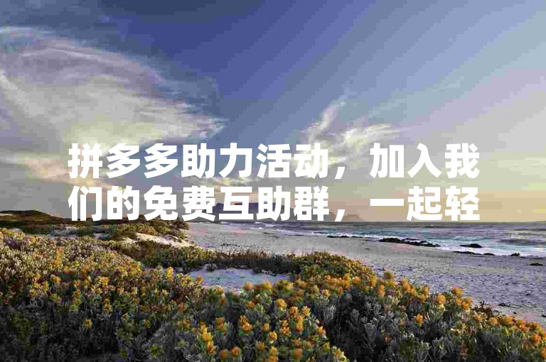 拼多多助力活动，加入我们的免费互助群，一起轻松获取优惠。