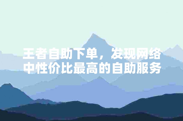 王者自助下单，发现网络中性价比最高的自助服务购买途径。