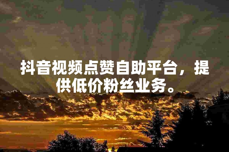 抖音视频点赞自助平台，提供低价粉丝业务。