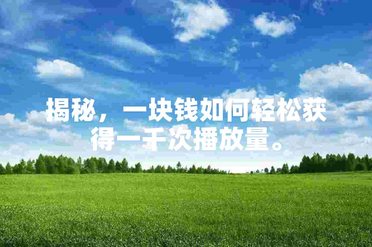 揭秘，一块钱如何轻松获得一千次播放量。