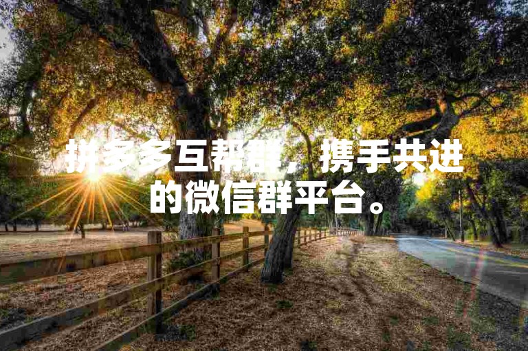 拼多多互帮群，携手共进的微信群平台。