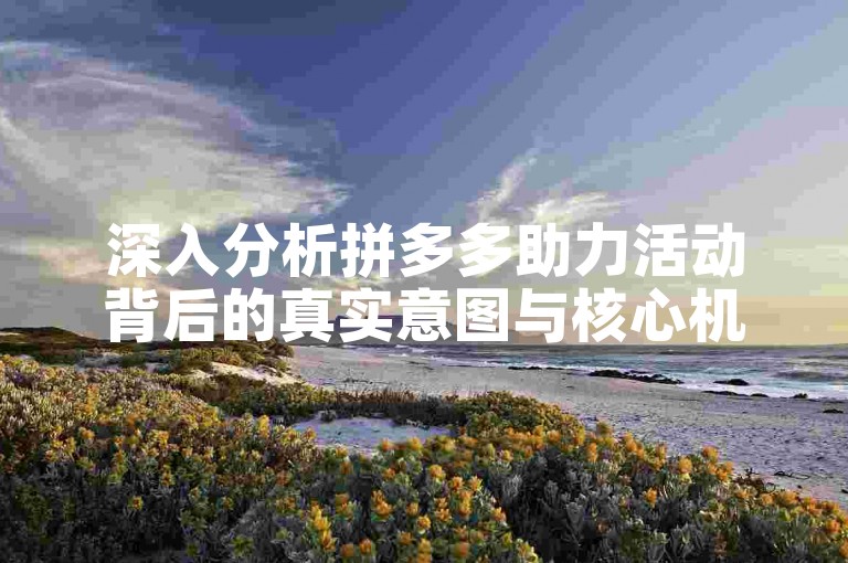 深入分析拼多多助力活动背后的真实意图与核心机制。
