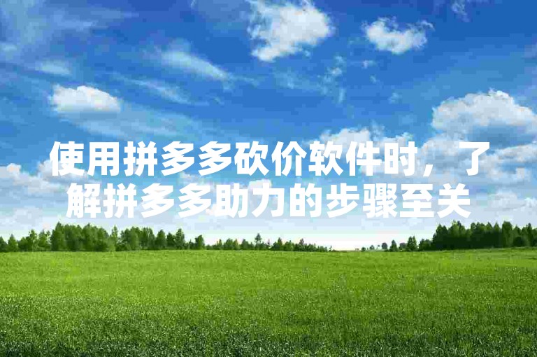 使用拼多多砍价软件时，了解拼多多助力的步骤至关重要。