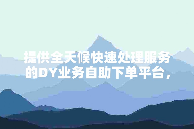 提供全天候快速处理服务的DY业务自助下单平台，确保您的代理需求得到即时满足。