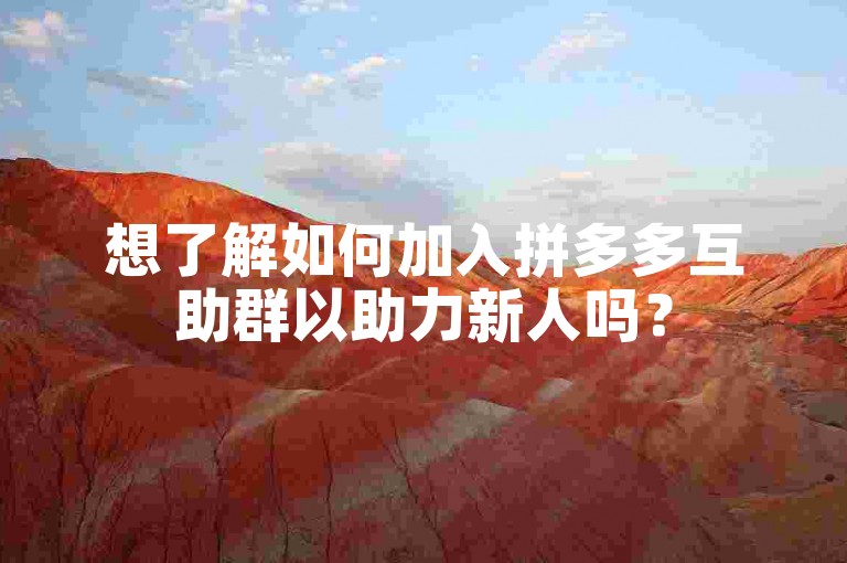 想了解如何加入拼多多互助群以助力新人吗？